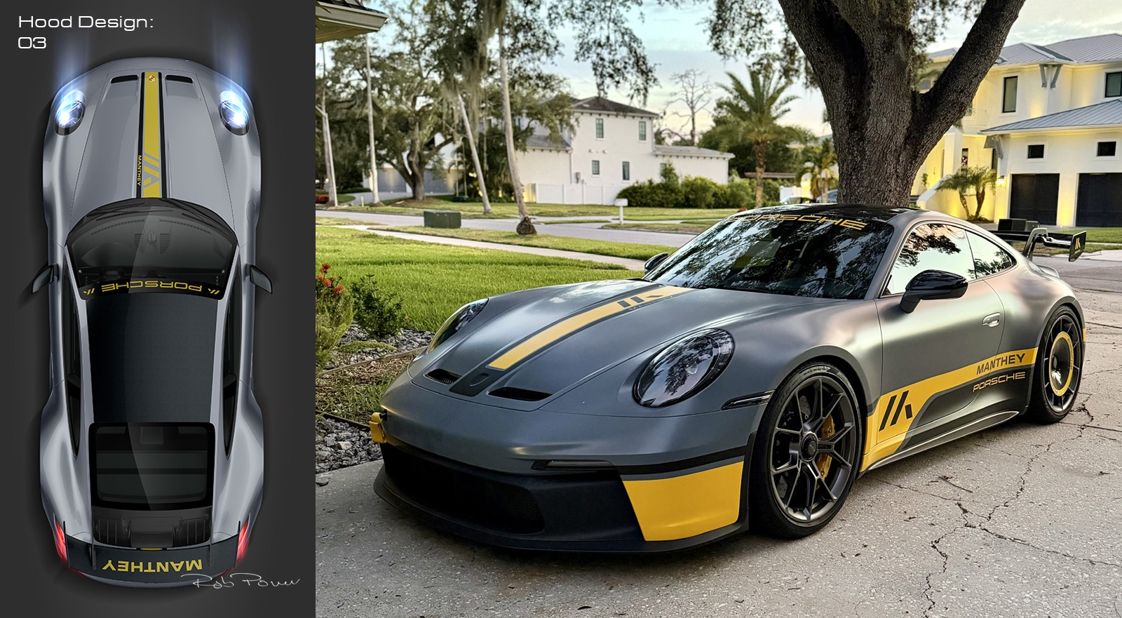 Porsche 718 Cayman GT4 RS with custom livery design inspired by the Porsche 917 Salzburg racing livery in red white and black motorsport colors
